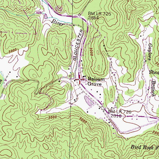 Topographic Map of Balsam Grove, NC