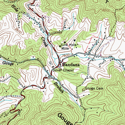 Topographic Map of Bandana, NC