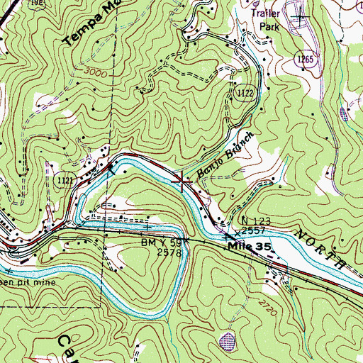 Topographic Map of Banjo Branch, NC
