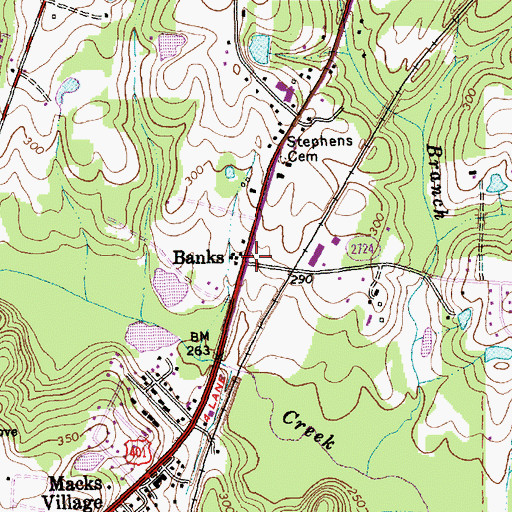 Topographic Map of Banks, NC