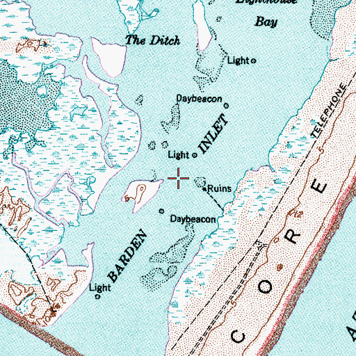 Topographic Map of Barden Inlet, NC