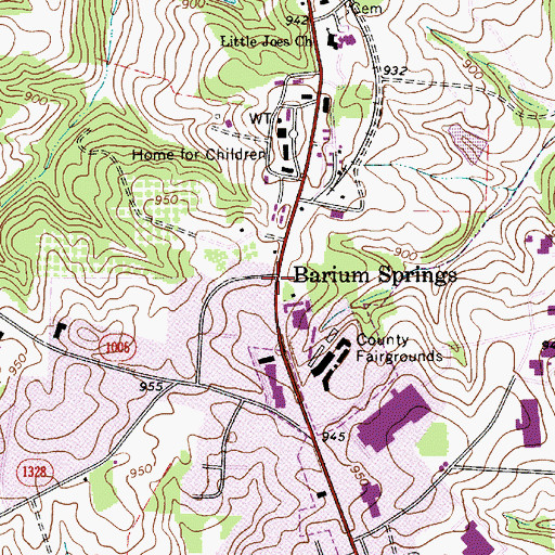 Topographic Map of Barium Springs, NC
