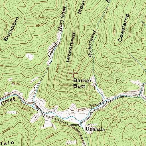 Topographic Map of Barker Butt, NC