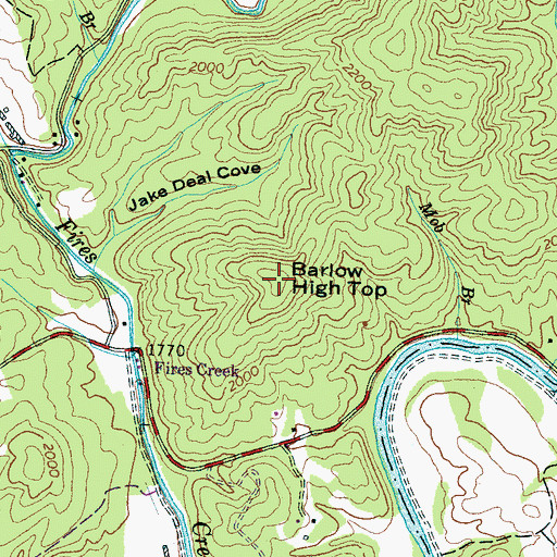 Topographic Map of Barlow High Top, NC