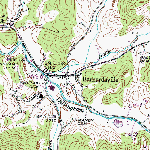 Topographic Map of Barnardsville, NC