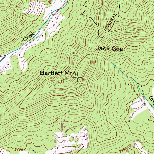 Topographic Map of Bartlett Mountain, NC