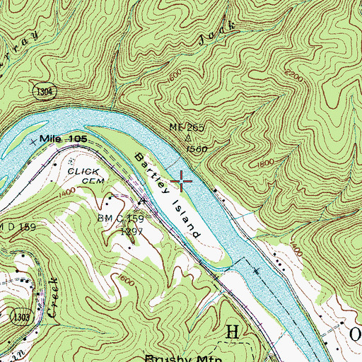 Topographic Map of Bartley Island, NC