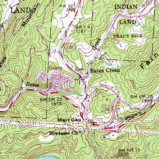 Topographic Map of Bates Creek, NC