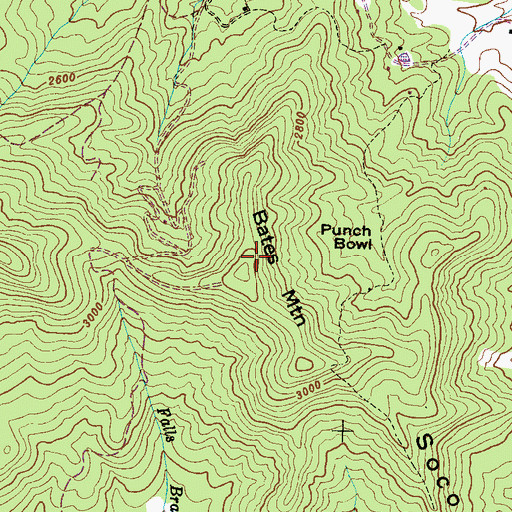 Topographic Map of Bates Mountain, NC