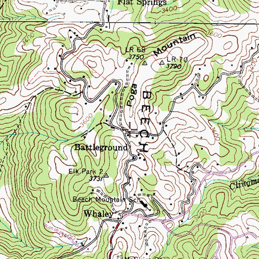 Topographic Map of Battleground, NC