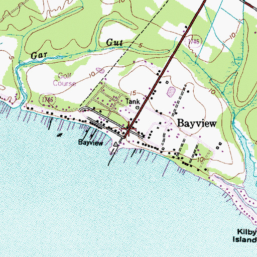 Topographic Map of Bayview, NC