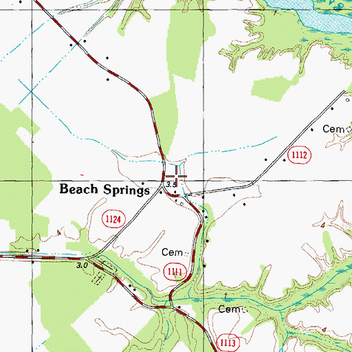 Topographic Map of Beach Springs, NC