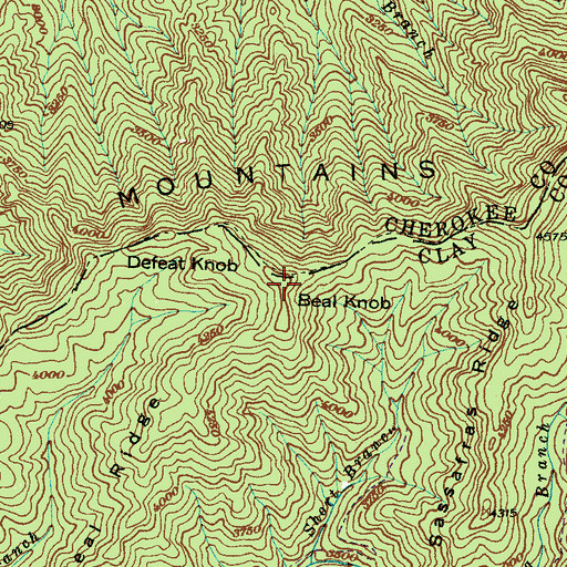 Topographic Map of Beal Knob, NC