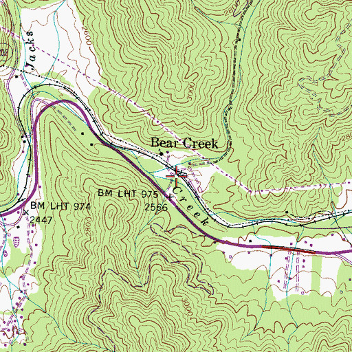 Topographic Map of Bear Creek, NC
