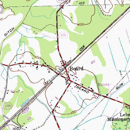 Topographic Map of Beard, NC