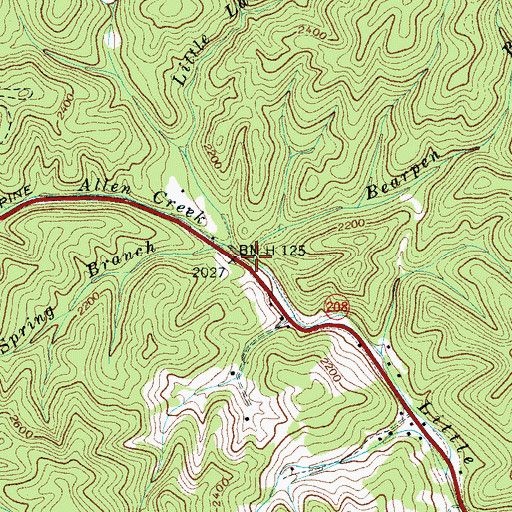 Topographic Map of Bearpen Branch, NC