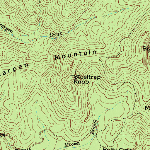 Topographic Map of Bearpen Mountain, NC