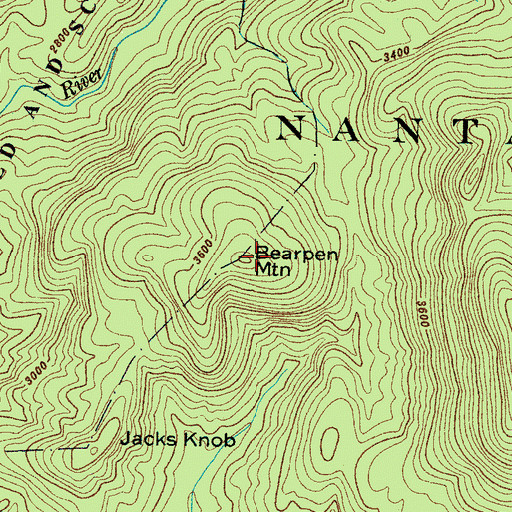 Topographic Map of Bearpen Mountain, NC