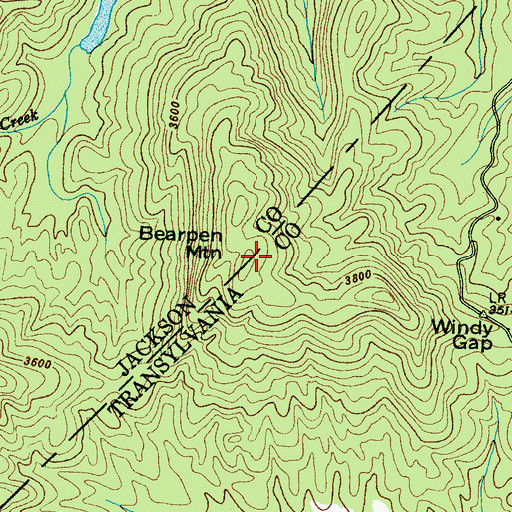 Topographic Map of Bearpen Mountain, NC