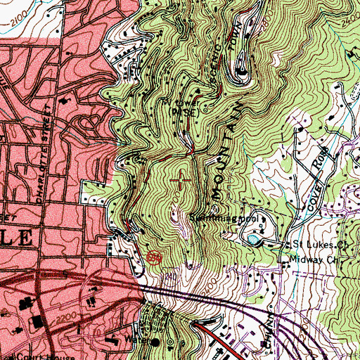 Topographic Map of Beaucatcher Mountain, NC