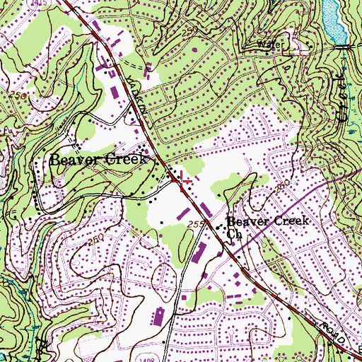 Topographic Map of Beaver Creek, NC