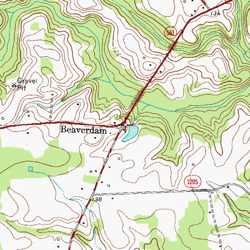 Topographic Map of Beaverdam, NC