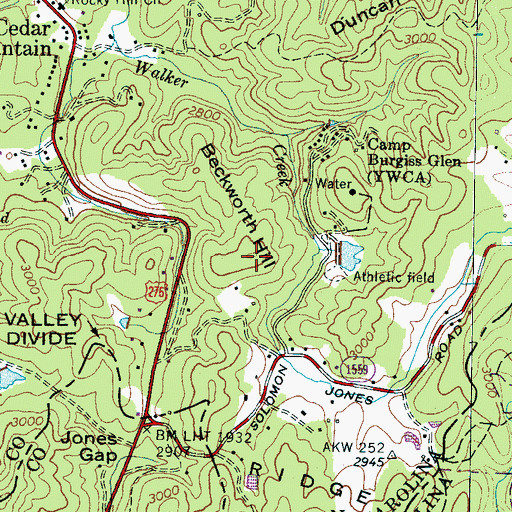 Topographic Map of Beckworth Hill, NC