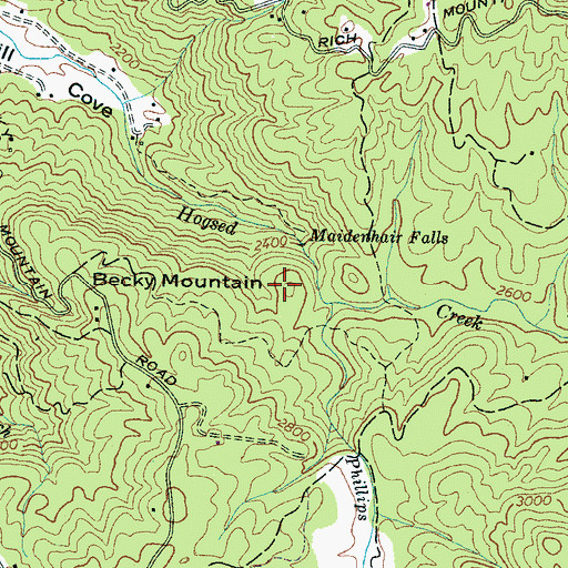 Topographic Map of Becky Mountain, NC