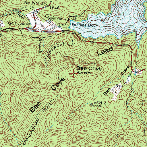 Topographic Map of Bee Cove Knob, NC