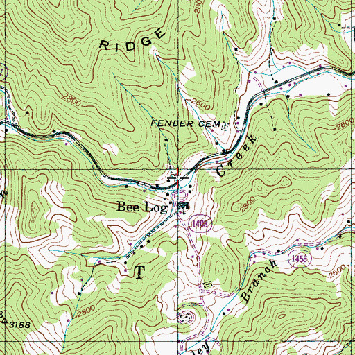 Topographic Map of Bee Log, NC