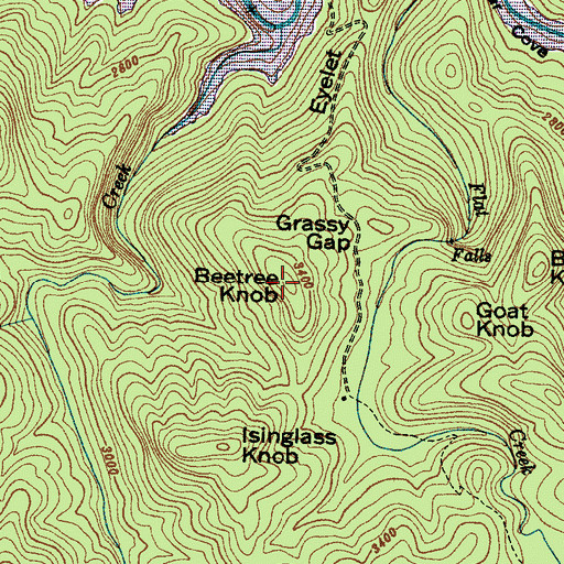 Topographic Map of Beetree Knob, NC