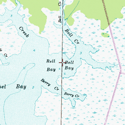 Topographic Map of Bell Bay, NC