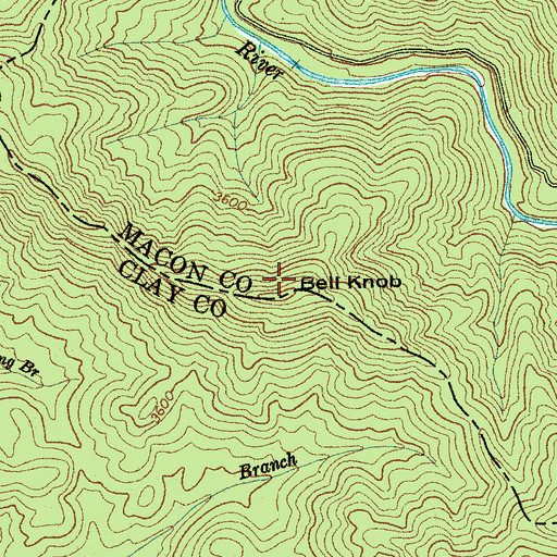 Topographic Map of Bell Knob, NC