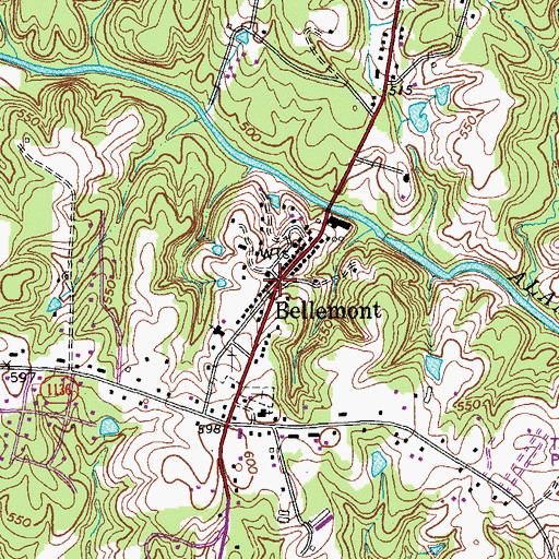 Topographic Map of Bellemont, NC