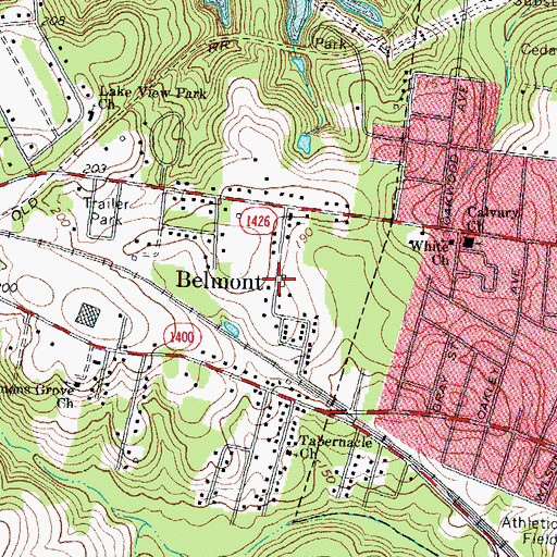 Topographic Map of Belmont, NC