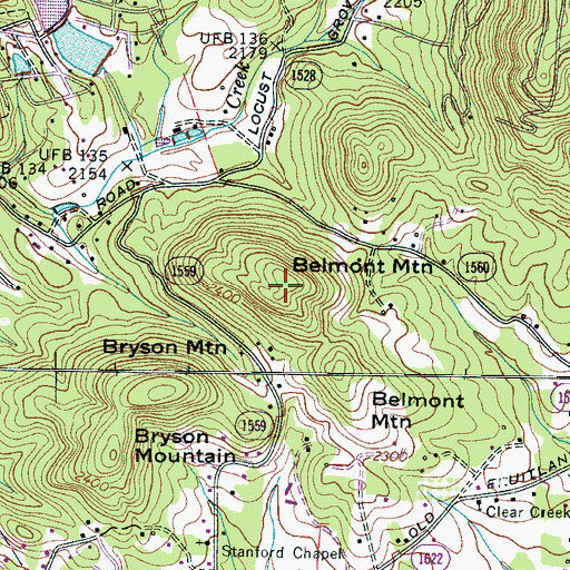 Topographic Map of Belmont Mountain, NC