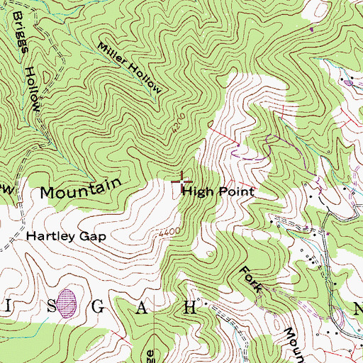 Topographic Map of Belview Mountain, NC
