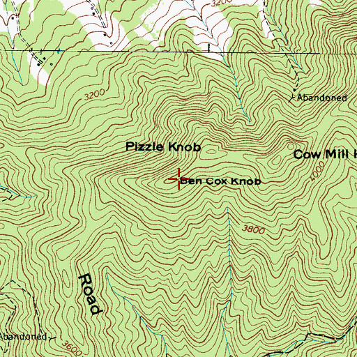 Topographic Map of Ben Cox Knob, NC