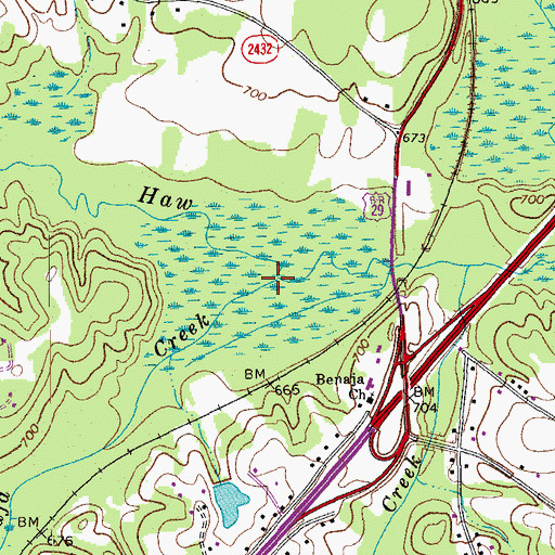 Topographic Map of Benaja Creek, NC