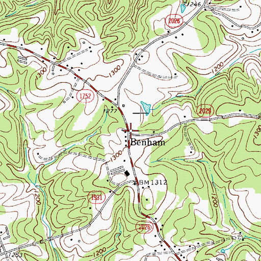 Topographic Map of Benham, NC