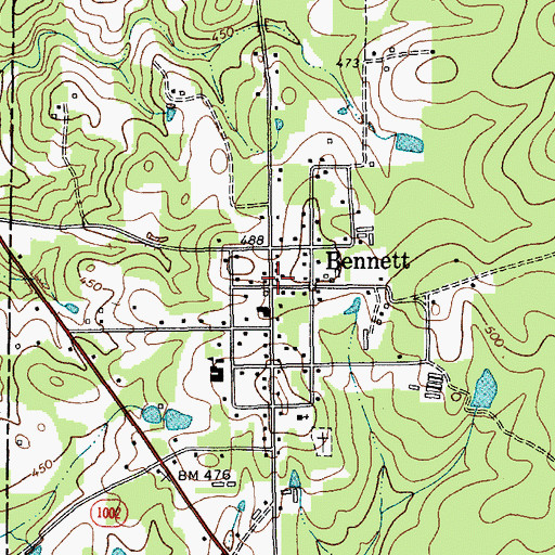 Topographic Map of Bennett, NC