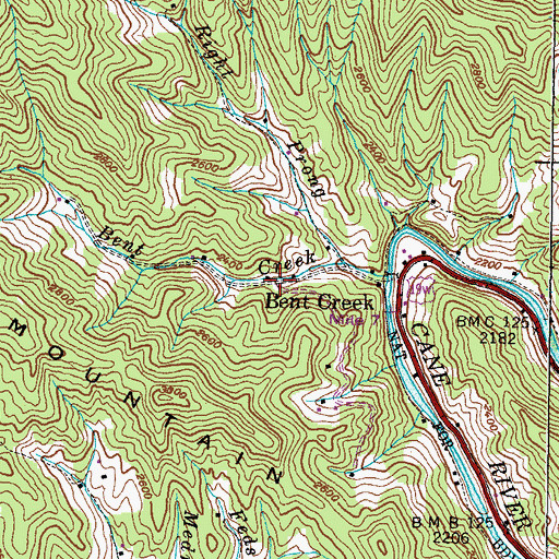 Topographic Map of Bent Creek, NC