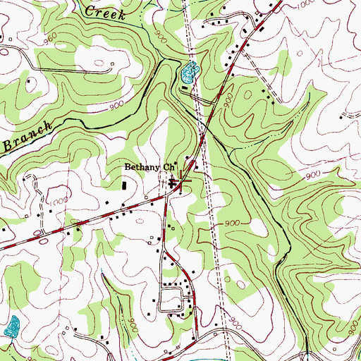 Topographic Map of Bethany Church, NC