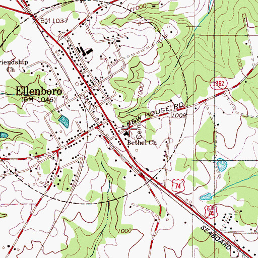 Topographic Map of Bethel Church, NC