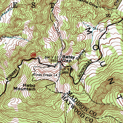 Topographic Map of Betsy Gap, NC