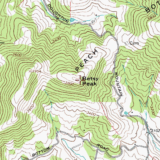 Topographic Map of Betsy Peak, NC