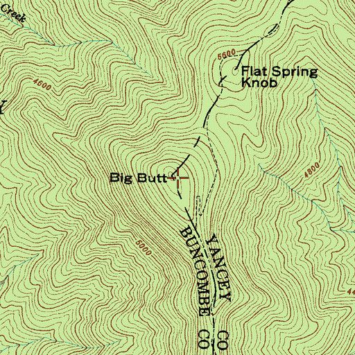 Topographic Map of Big Butt, NC