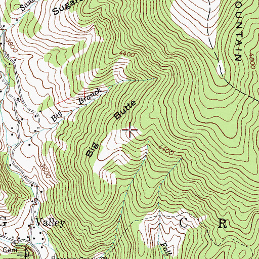 Topographic Map of Big Butte, NC
