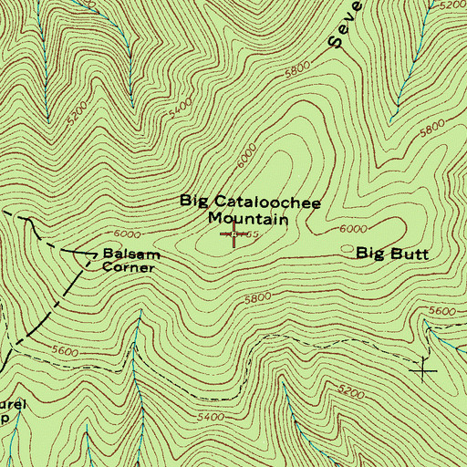 Topographic Map of Big Cataloochee Mountain, NC