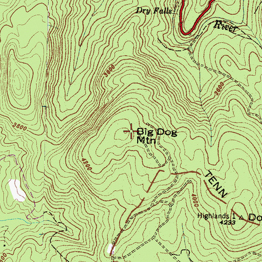 Topographic Map of Big Dog Mountain, NC